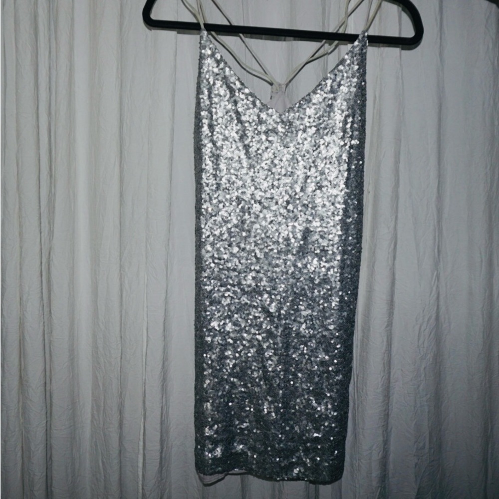 Kendall & Kylie Silver Sparkle Mini Dress